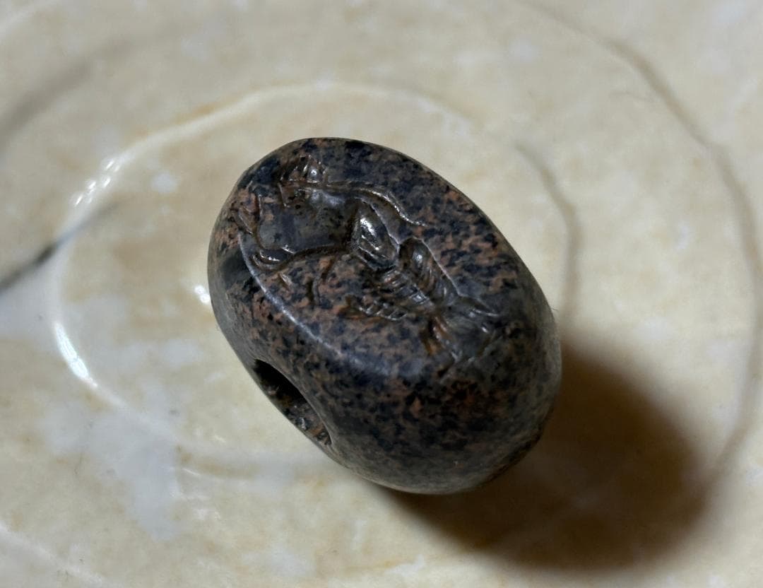 古代ギリシャ 石製 大玉印章『人物』ドーム型シール 印材 提げ物 装飾品 希少品