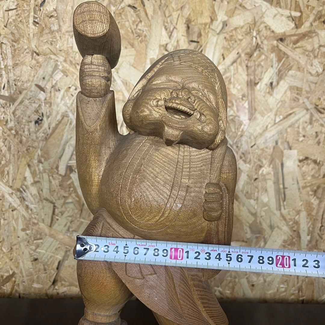 大黒天 木彫り 置物　一刀彫　アンティーク　ヴィンテージ　レトロ　縁起物　大黒様