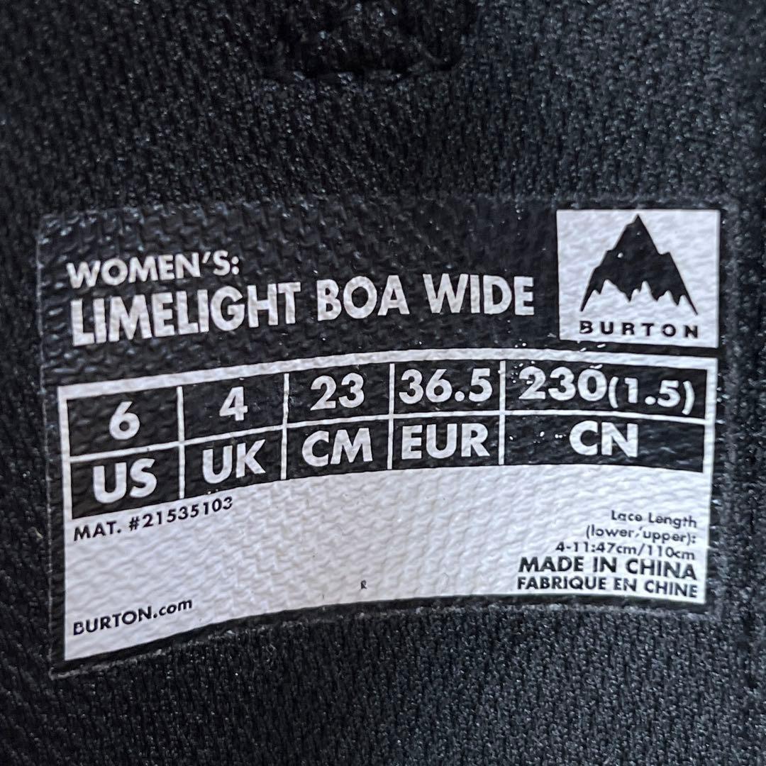 美品BURTON LIMELIGHT BOA WIDE23cm 23-24モデル