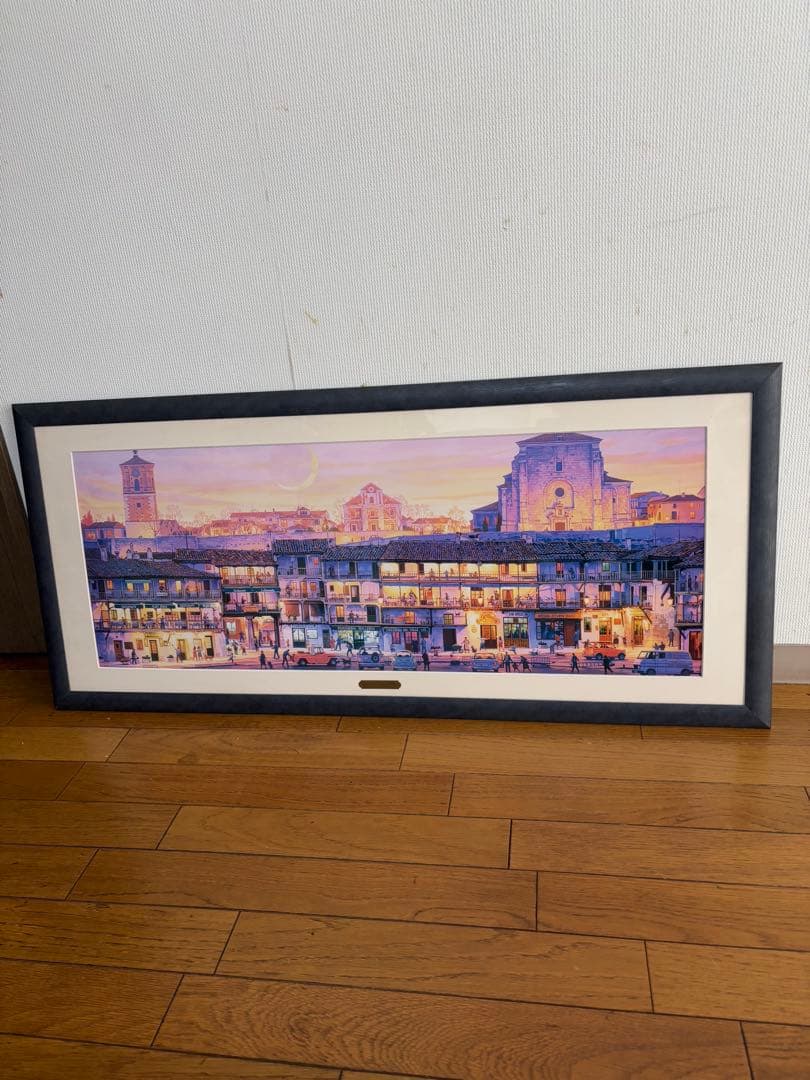 笹倉鉄平　マヨール広場　アートポスター　額装　HIBELL ART 45×100