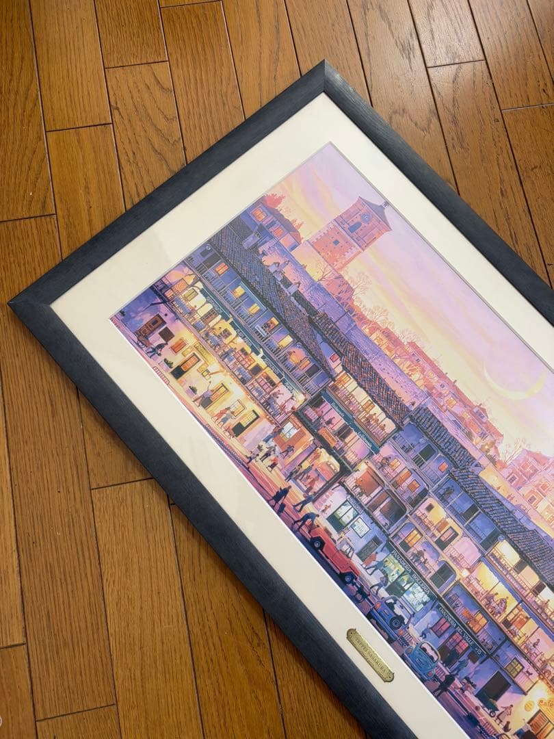 笹倉鉄平　マヨール広場　アートポスター　額装　HIBELL ART 45×100