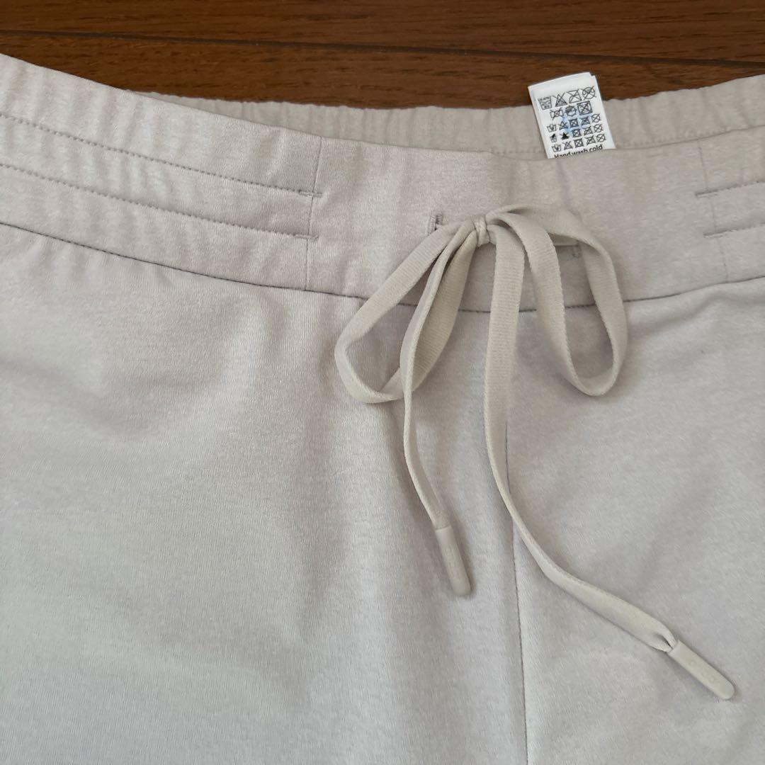 Airy Fit 裏起毛 ワイドパンツ ロング L ホワイトムスク