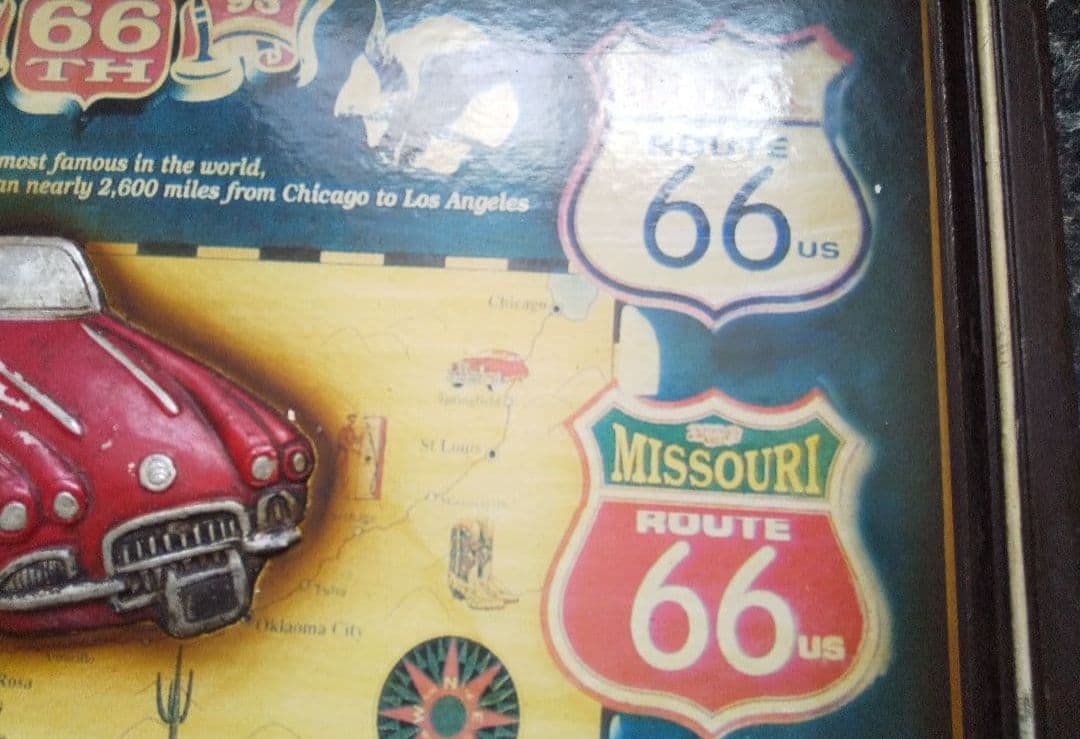 アメリカン雑貨ルート66 ウッドパネルポスターレリーフ レトロ、アンティーク