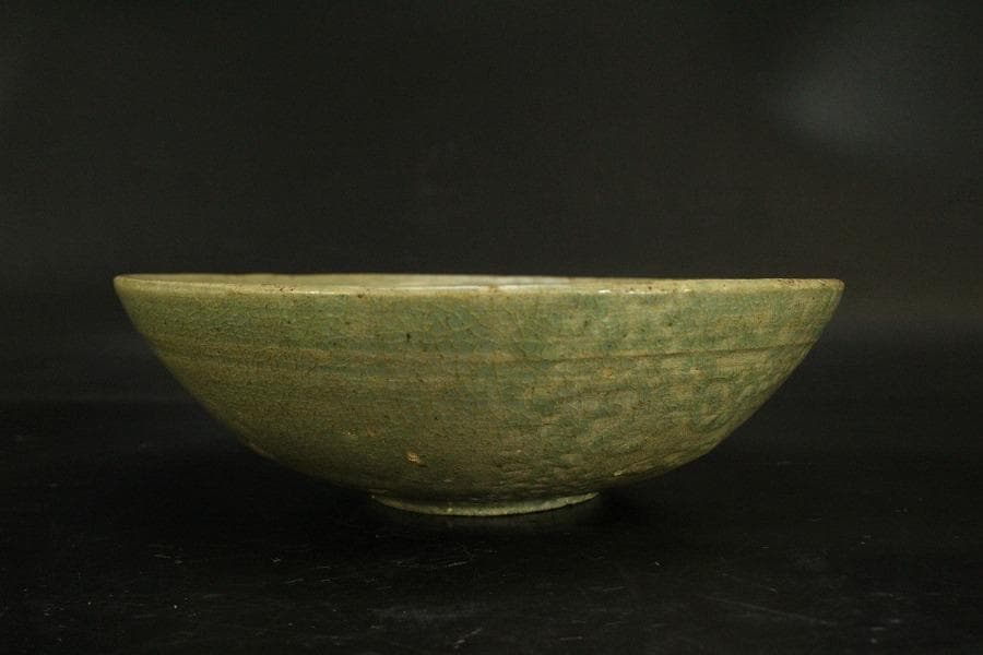 高麗青磁 花象嵌 碗 李朝(ZE529)