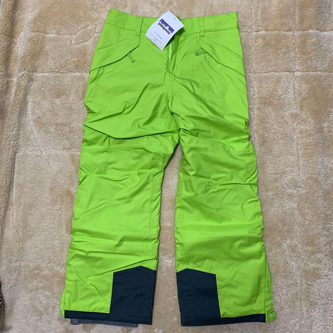 パタゴニアボーイズ インシュレイテッド　スノウショットパンツXL 蛍光グリーン