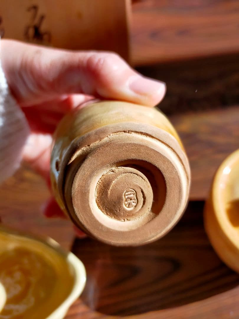 二六焼　茶器三ツ揃　蟹　松柏庵　佐々木二六　煎茶道具