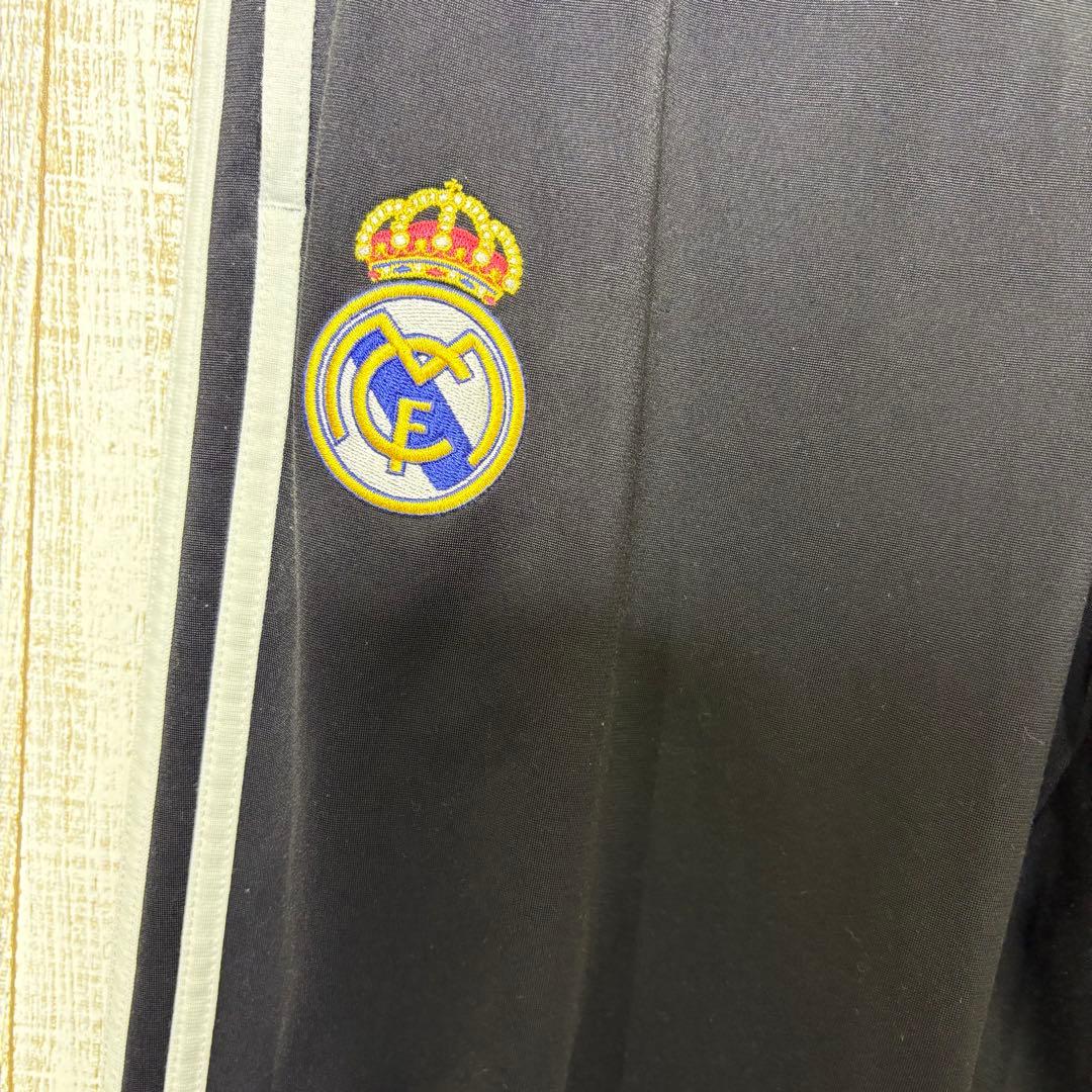 アディダス レアルマドリード 刺繍ロゴ トラックジャケット セットアップ　黒　L