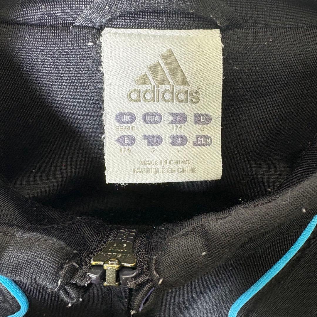 アディダス レアルマドリード 刺繍ロゴ トラックジャケット セットアップ　黒　L