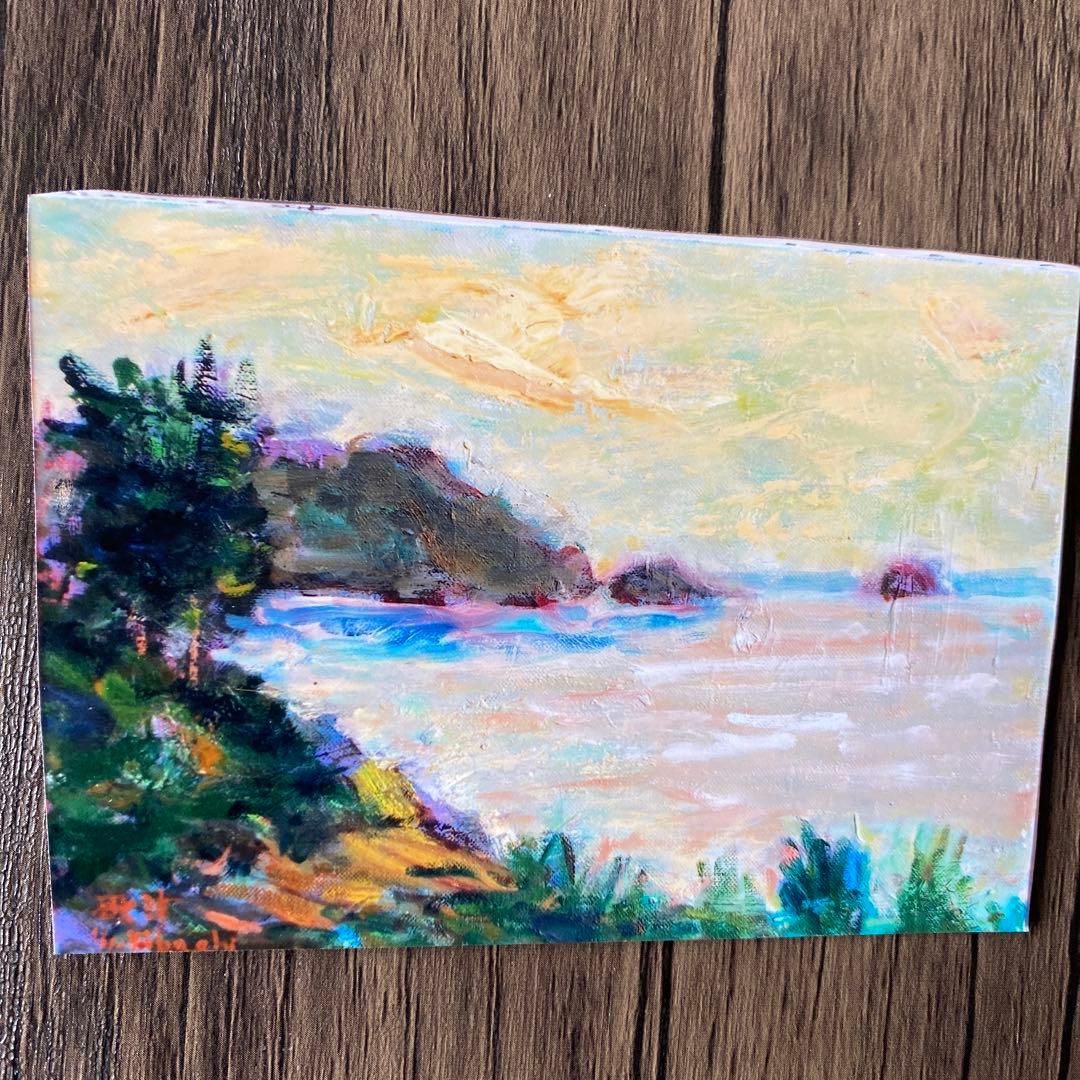 絵画　油彩画　油絵　「三陸の海」4F 菊地正則　渡仏　美品　手描き　原画　額付き