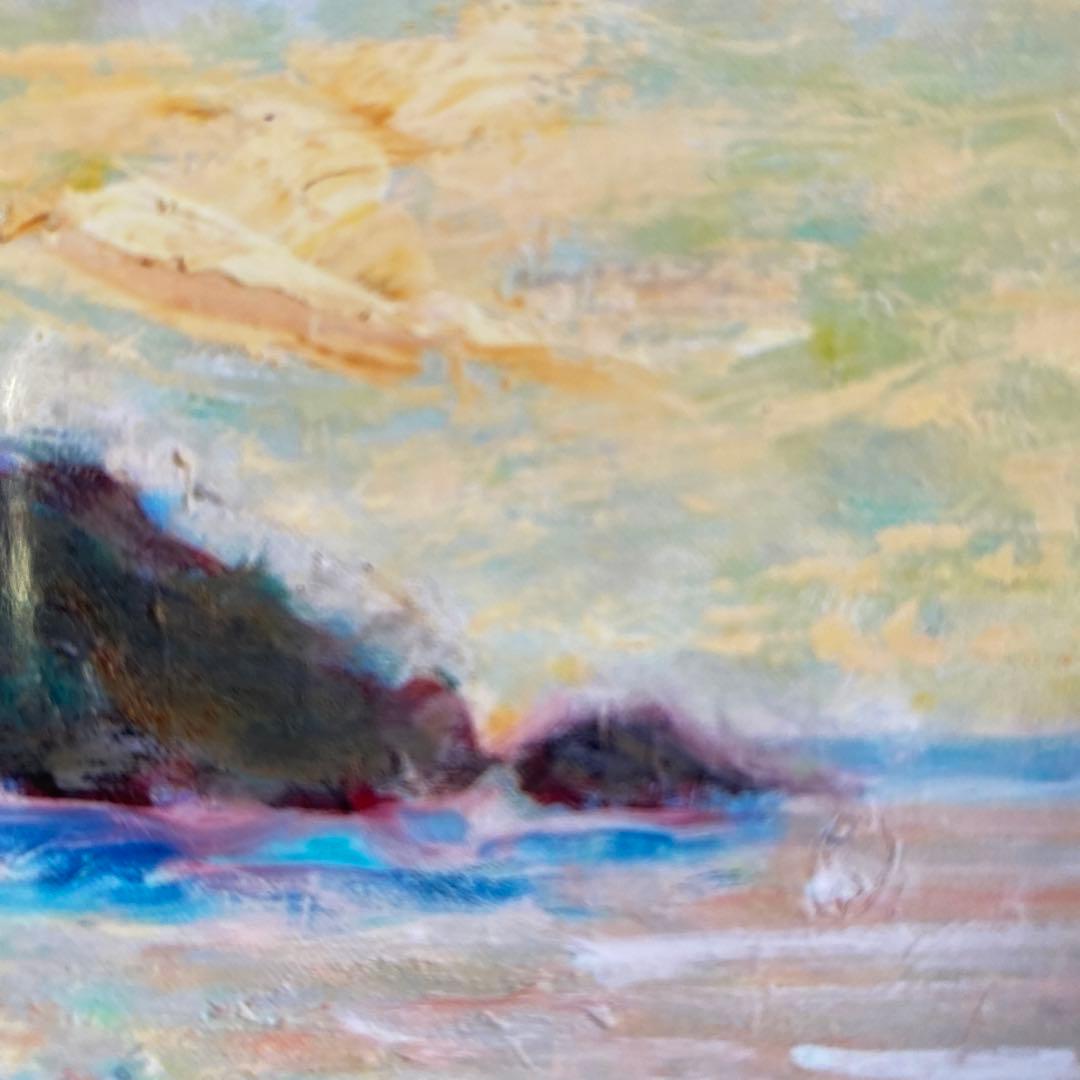 絵画　油彩画　油絵　「三陸の海」4F 菊地正則　渡仏　美品　手描き　原画　額付き