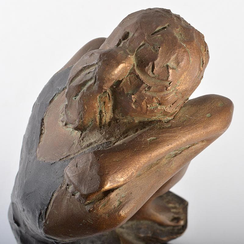 山本眞輔作　ブロンズ像　女性像　新しい暦　約3kg　証付　共箱　U　R7249B