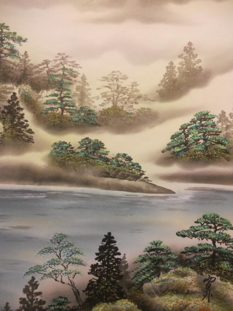 掛け軸 石田雪外 赤富士飛鶴 絹本 希少 軸装 茶道具 掛軸 美品 です。