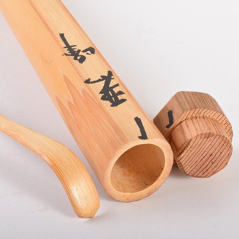 茶道具　表千家十三代即中斎　自作茶杓　書付共筒共箱　D　R7564