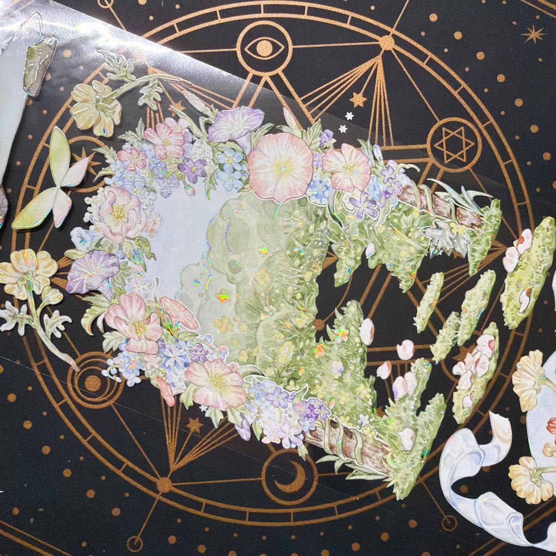 【8955】海外　マステ　中古巻　貝殻光マスキングテープ　背景系