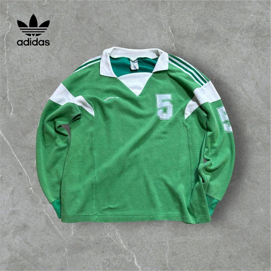 【J53】70s adidasベンテックスサッカーシャツフロッキープリント