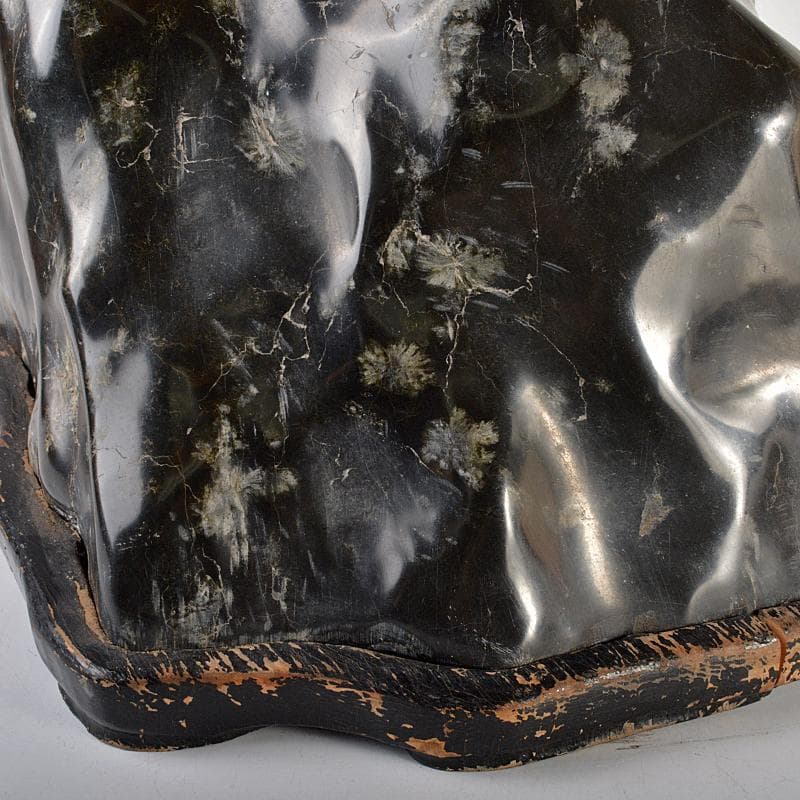 天然石　鑑賞石　梅花石　置物　重さ約24.8kg　唐木台付　M　R6821B