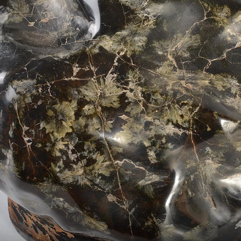 天然石　鑑賞石　梅花石　置物　重さ約24.8kg　唐木台付　M　R6821B