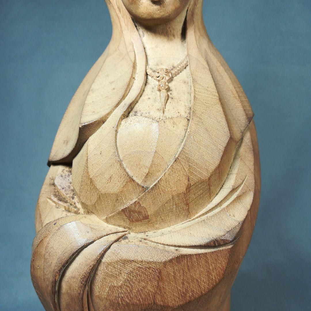 在銘あり　木彫　彫刻　観音像　置物　仏像