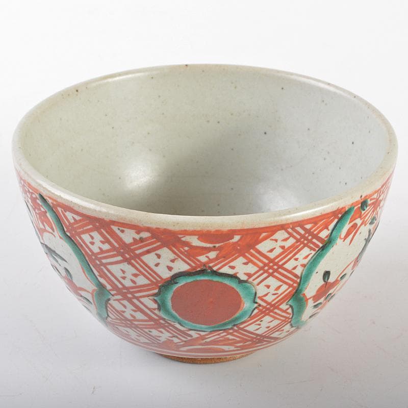 九谷焼　古九谷　大日本永楽　永楽善五郎造　赤絵　茶碗　又妙斎極め箱　MR6557