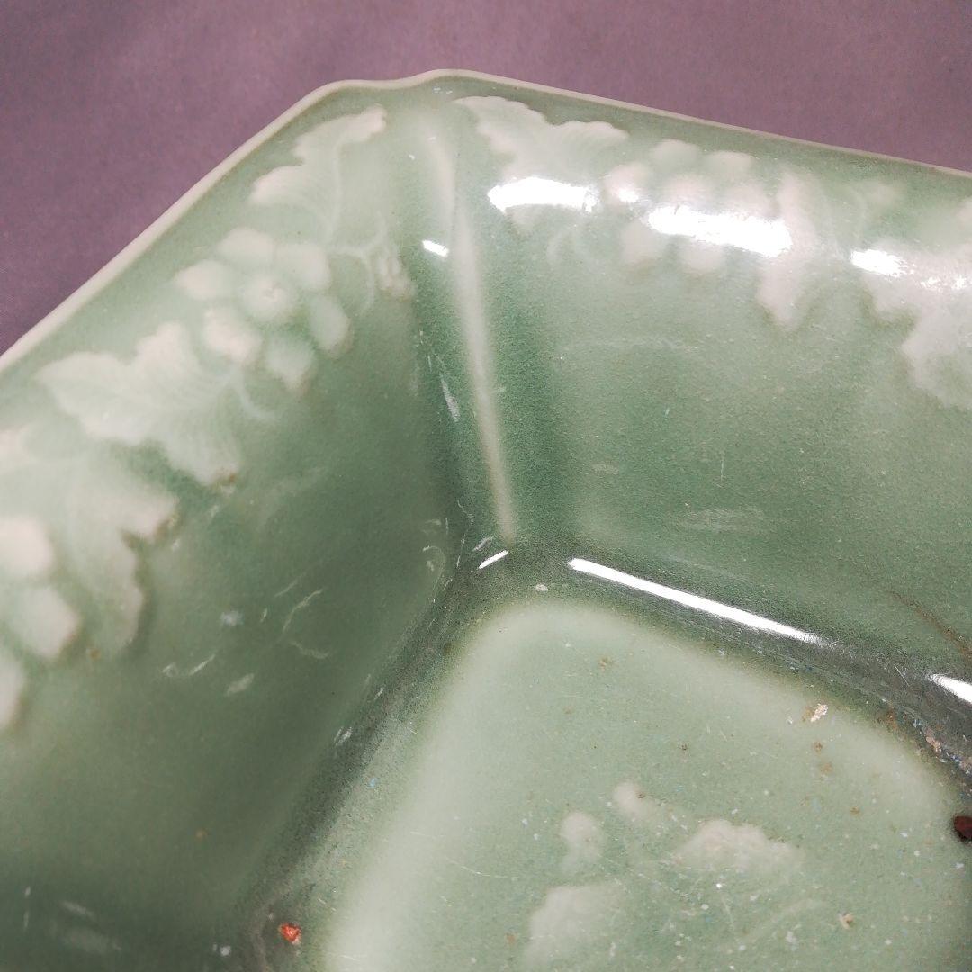 直しあり　三田青磁　四方鉢