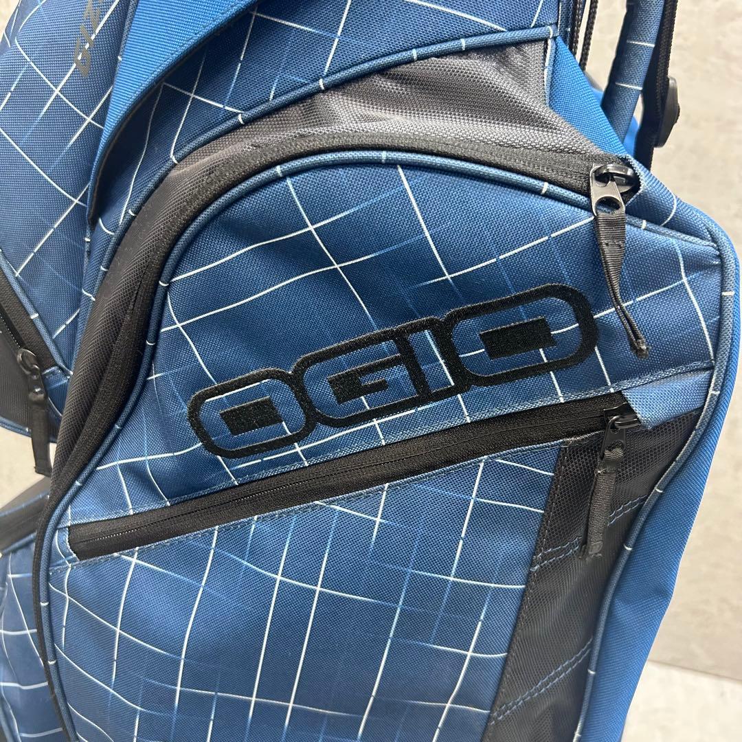 OGIO ゴルフ　キャディバッグ　ブルー　格子模様　オジオ　カード式　9.5型