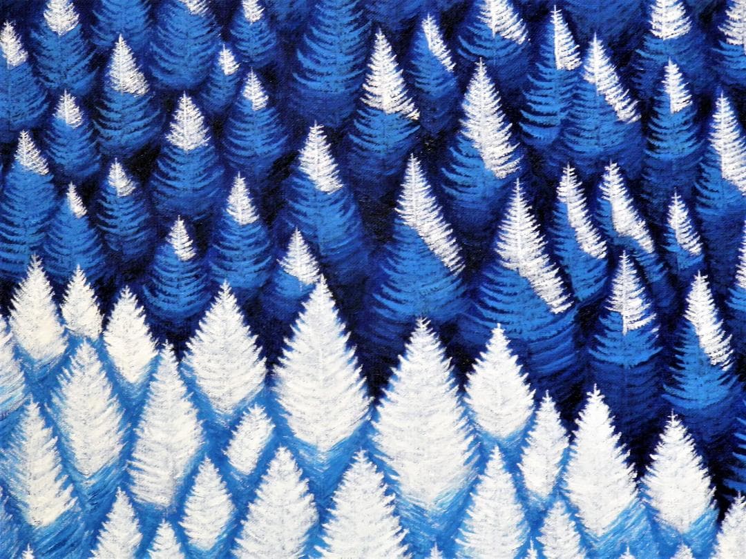 ★樹氷の落葉松林・肉筆油彩画・F6