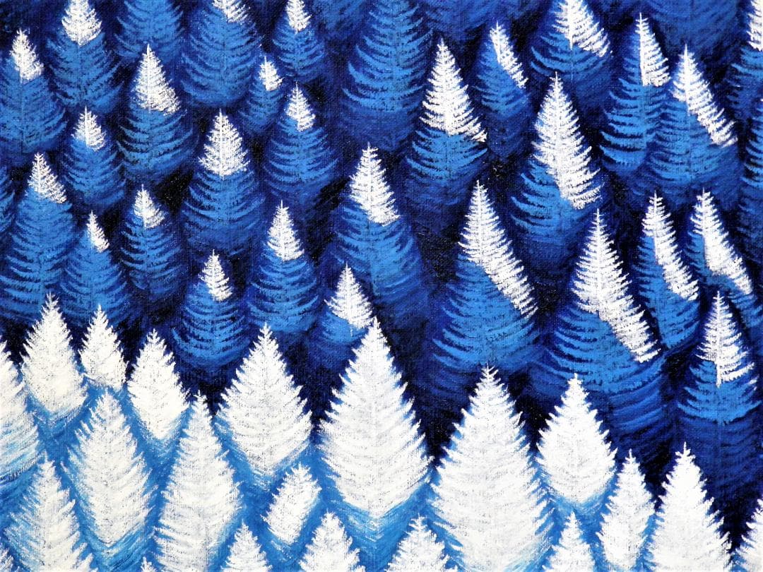 ★樹氷の落葉松林・肉筆油彩画・F6