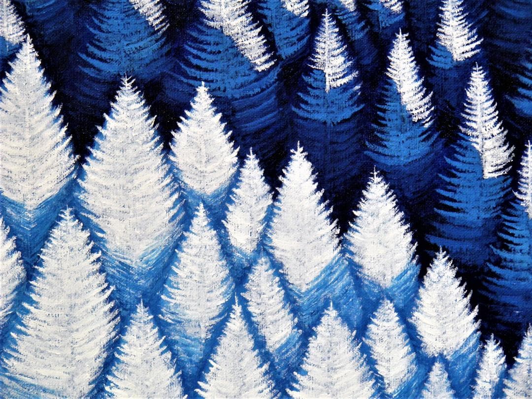 ★樹氷の落葉松林・肉筆油彩画・F6