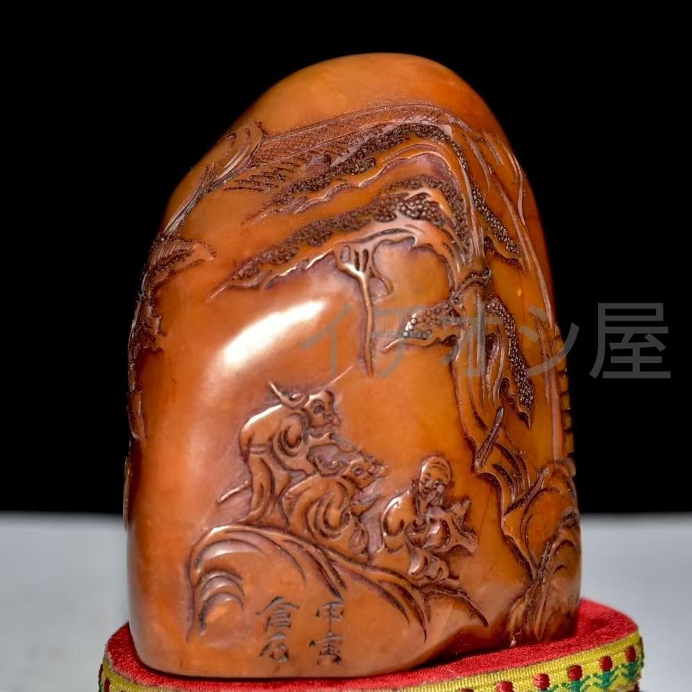 中国古美術 名家倉石銘 寿山芙蓉石彫 置物 共箱 極細工 古擺件 骨董品 時代物