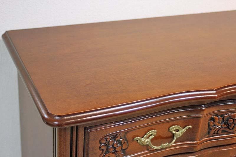 イタリア チェスト 5段 ネコ脚 彫刻 クラシック アンティーク 240