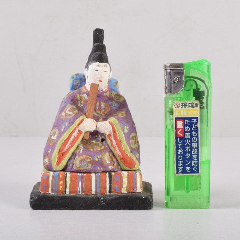 茶道具　色絵　御内裏様形　香合　在銘　時代箱　V　8455