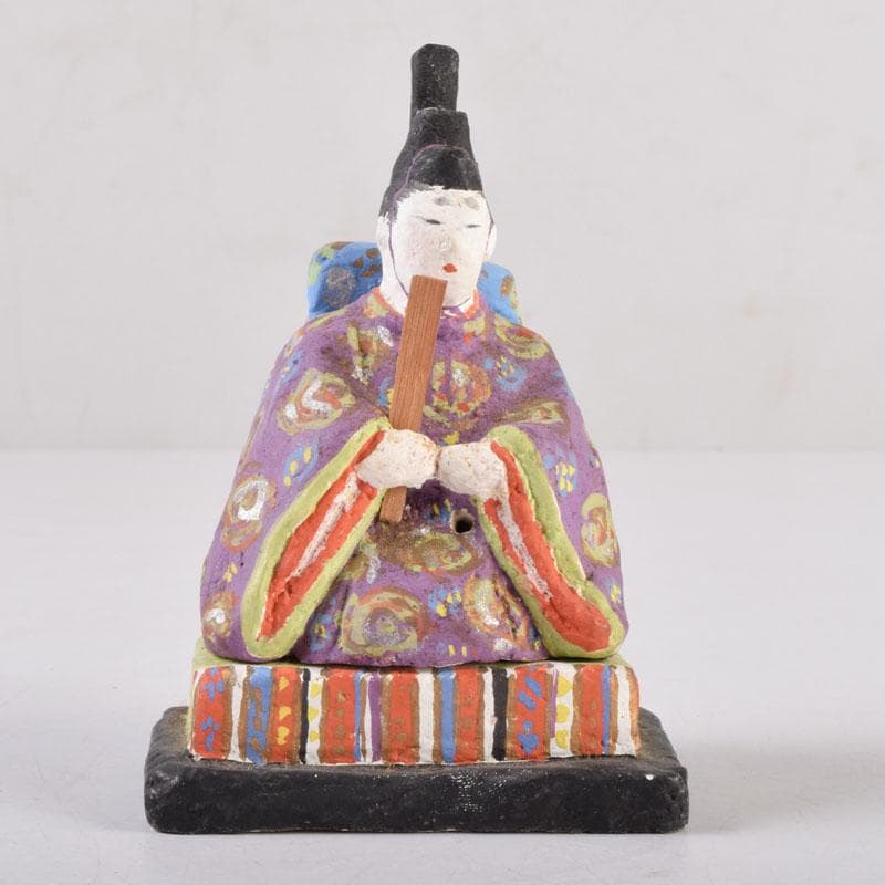 茶道具　色絵　御内裏様形　香合　在銘　時代箱　V　8455