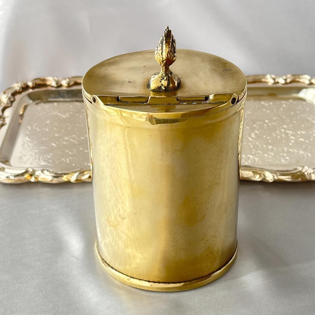 【英国】騎士のティーキャディー【シルバープレート】ゴールド