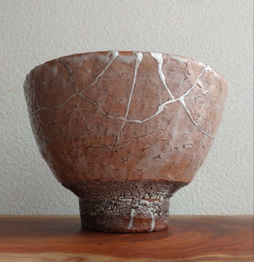 【最上位】萩焼の名工　波多野善蔵　指月窯　未使用　銀継　井戸茶碗