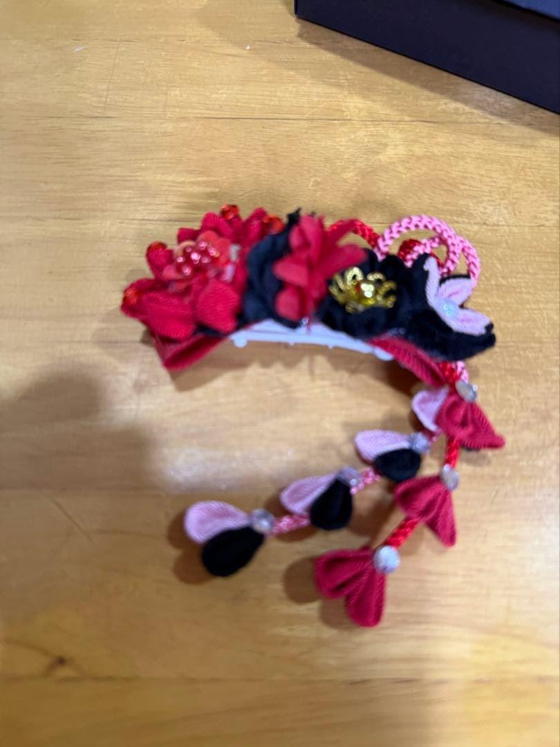 きゃんナナ×イヌフワリ 限定和ロリ風カフェマット＆つまみ細工バレッタのセット