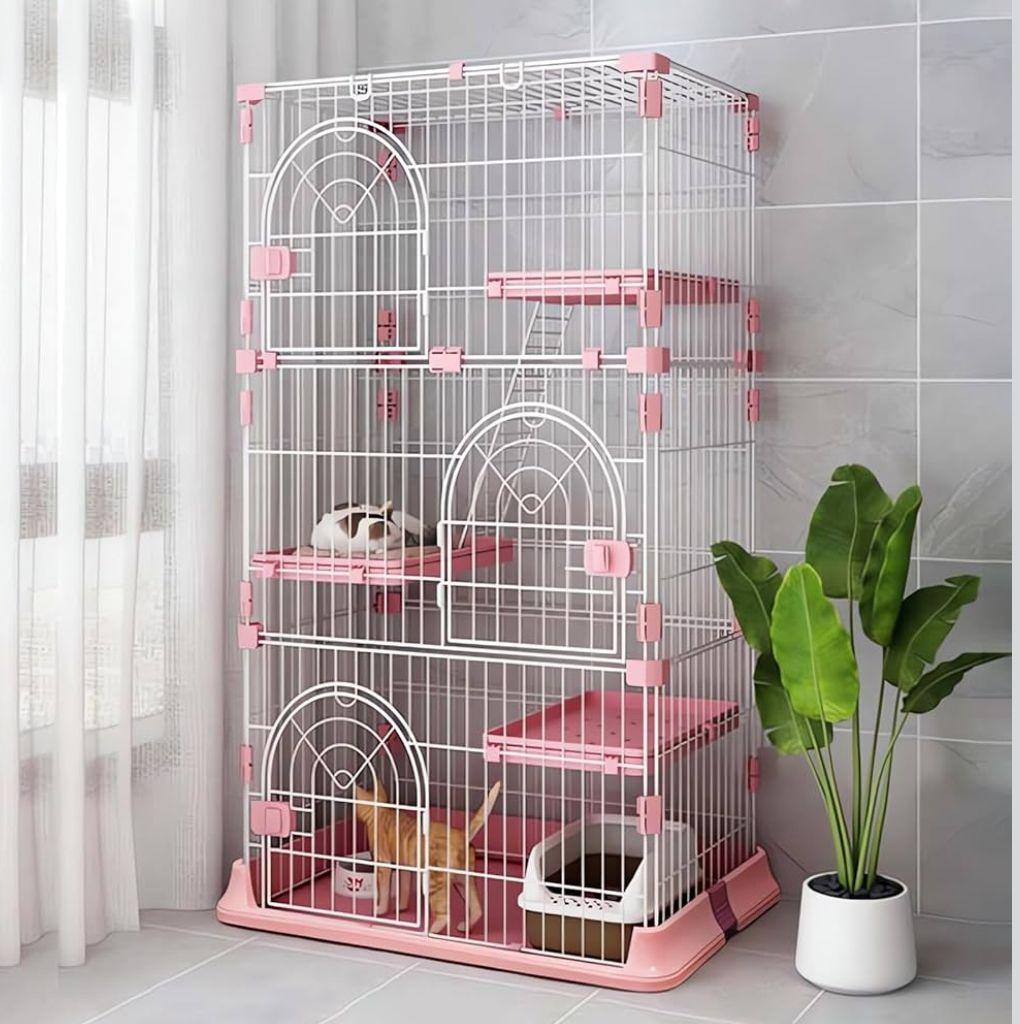 猫ケージ キャットケージ 3段 スリム　ペットケージ 組み立て簡単 ワイド扉付き