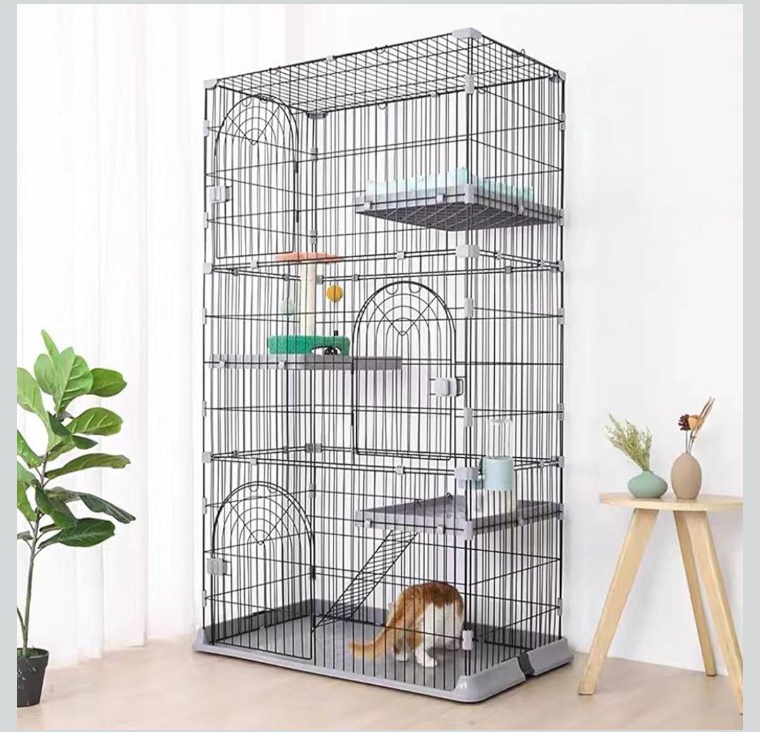 猫ケージ キャットケージ 3段 スリム　ペットケージ 組み立て簡単 ワイド扉付き