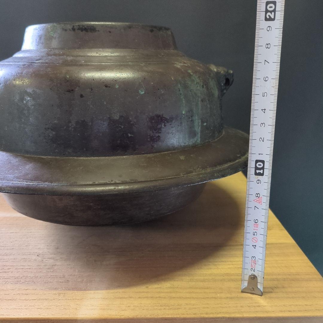 金属製 茶釜 獅子の頭部装飾