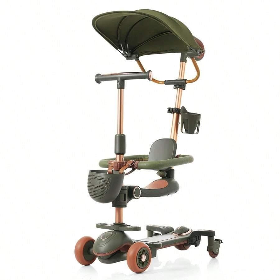 スピーカー付きオリーブグリーン三輪キックスクーター