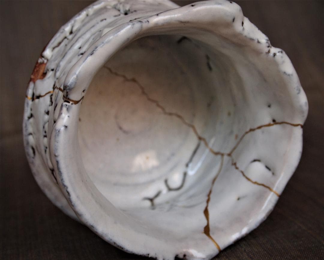 希少作★兼田昌尚★萩茶碗【銘：やぶれかぶれ】★共箱・金継