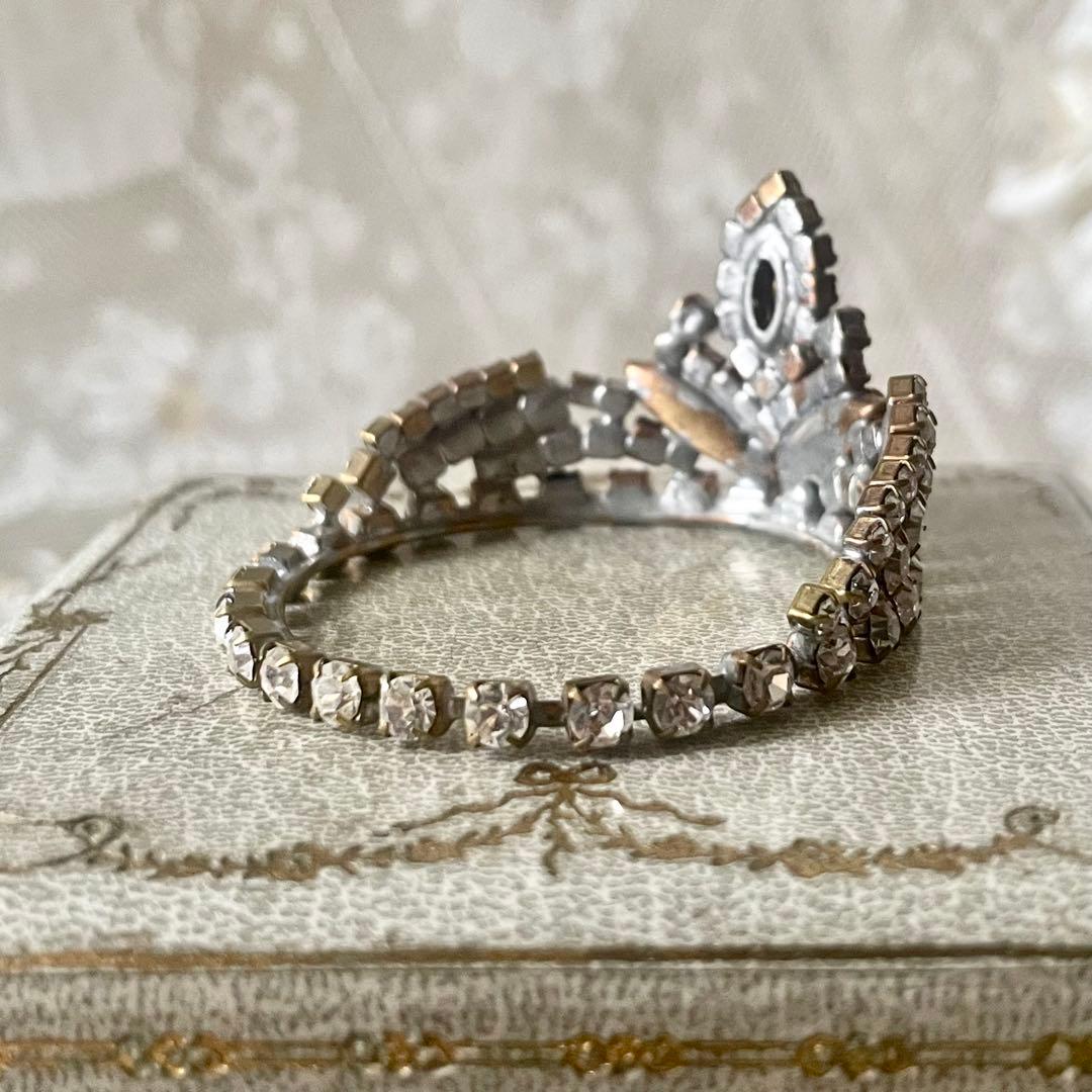 チェコガラスドールティアラB ラインストーン　フランスアンティークヴィンテージ