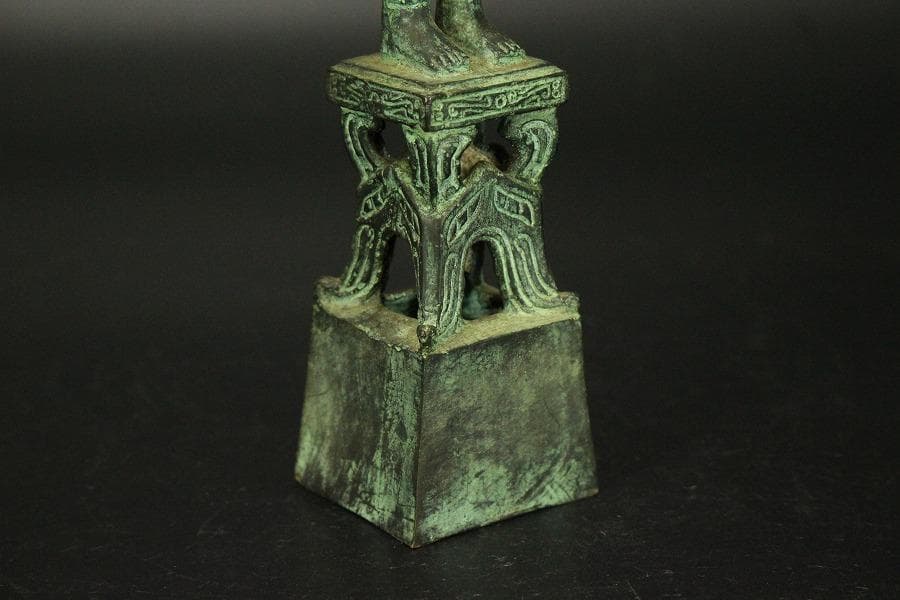 中国美術 青銅 人物 置物(A450)