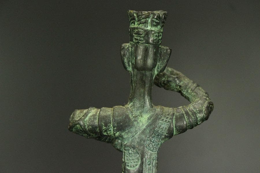 中国美術 青銅 人物 置物(A450)