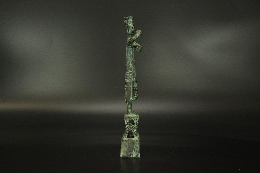 中国美術 青銅 人物 置物(A450)