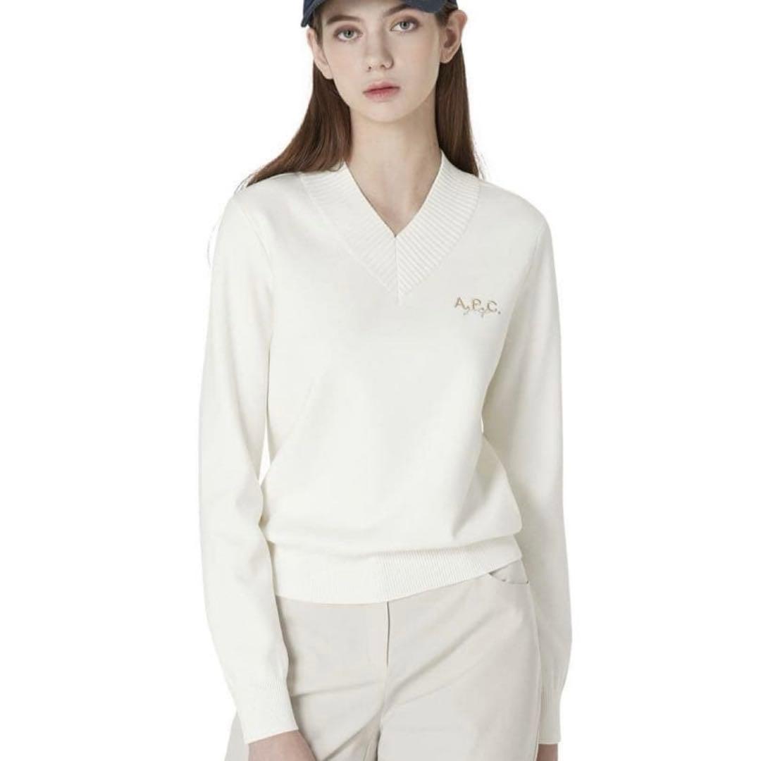 即発送！お値下げ歓迎♡ A.P.C. ホワイト Vネックセーター