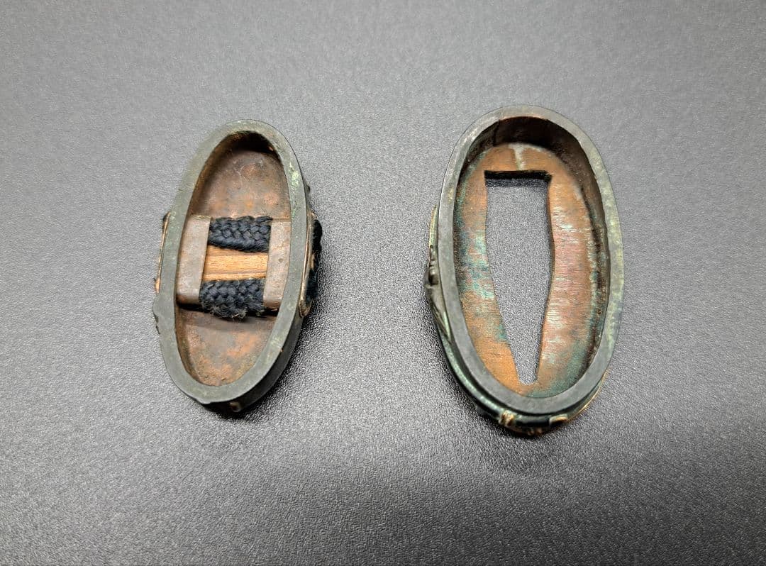 野鳥金象嵌柄頭縁頭揃い 日本刀 刀 刀装具 時代物 真剣 居合い 刀剣美術 侍