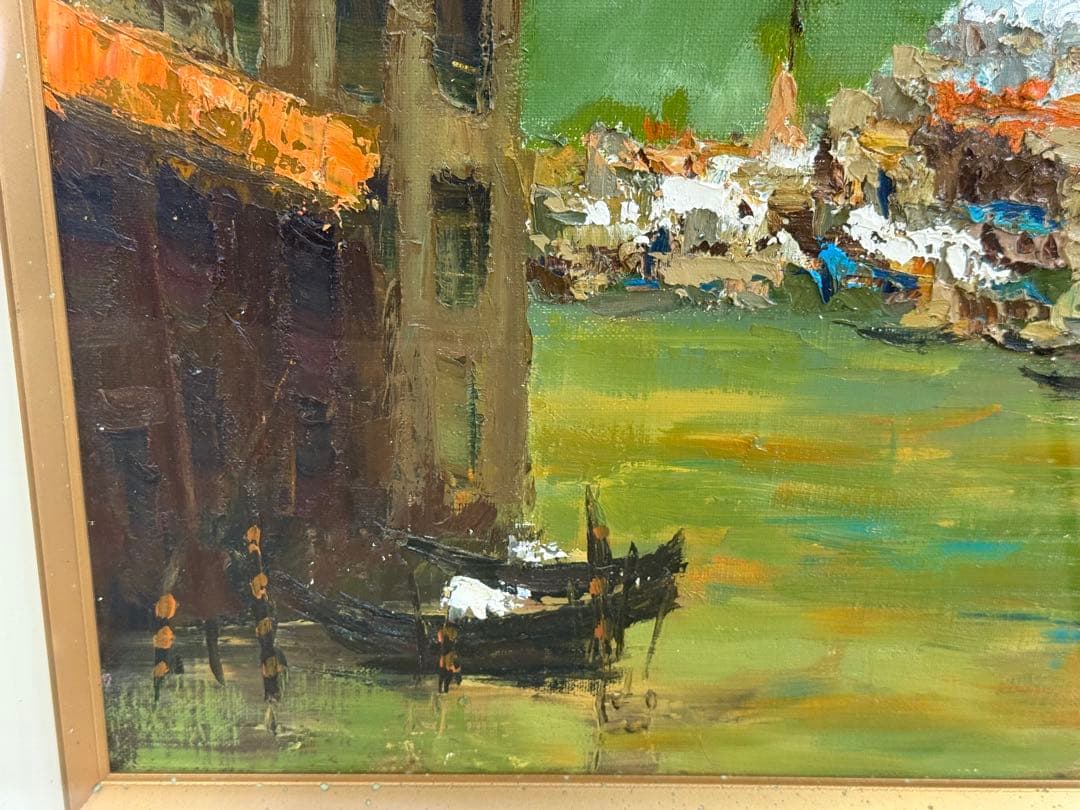 真作 渡辺ひでき ベニス F6号 油彩油絵 直筆サイン