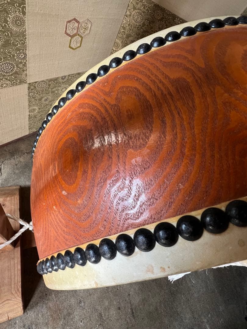 和太鼓　平太鼓　鳥居台付き　約45cm 上鳴保証品　和楽器　打楽器　バチ付き