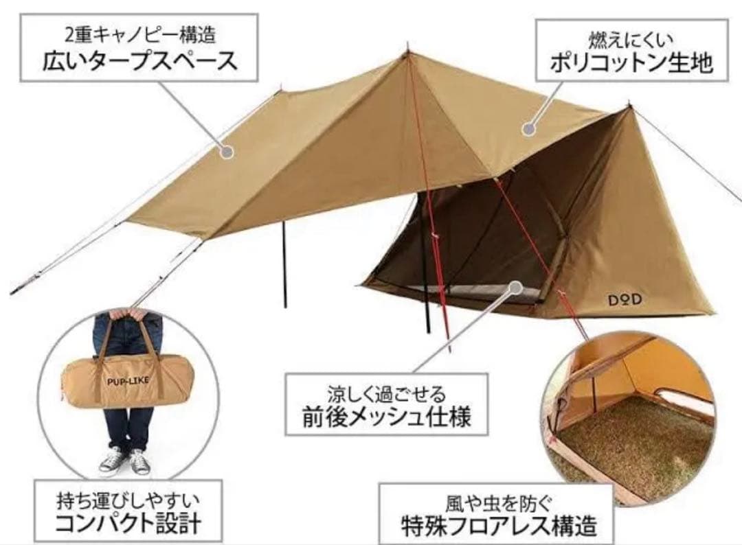 dod パップフーテント2 カーキ色 軍幕 キャンプ テント