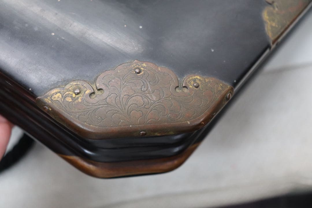 明治期　輪島塗　兜箱　蒔絵　木製　送料込み250510